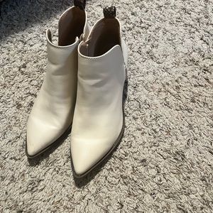 White Time and Tru booties with snake print accent